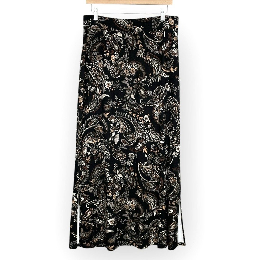 D&Co Womens Boho Retro Floral Paisley A Line Maxi Skirt Size M Business Casual